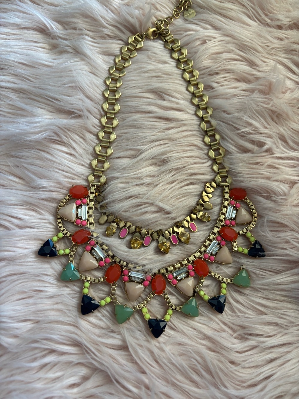 Gold Multicolor Statement Necklace - Bold Colorful Bib Necklace